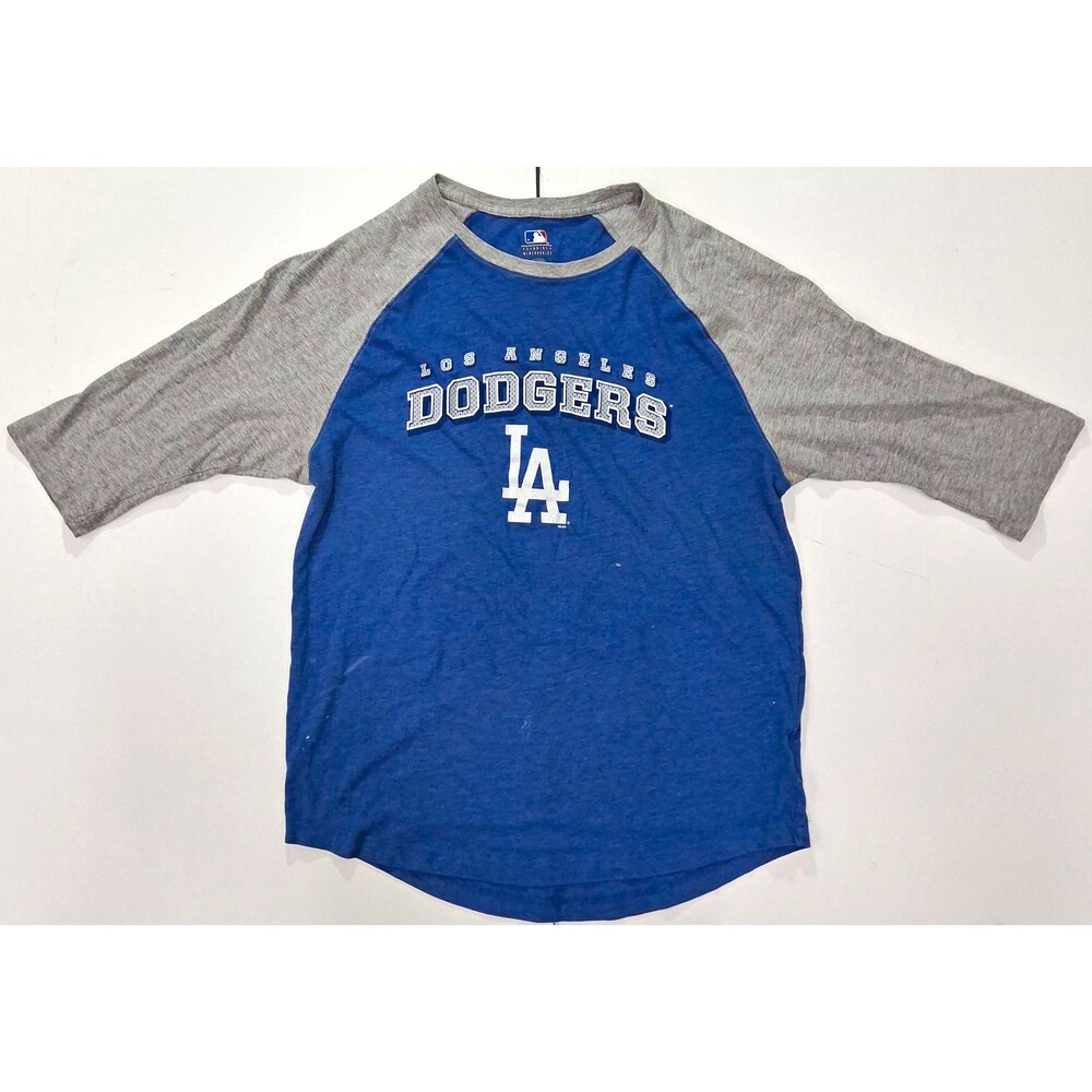 MLB Genuine Merchandise Los Angeles Dodgers Raglan 3/4 Sleeve Shirt Blue Gray L